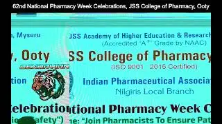 62nd National Pharmacy Week Celebrations - JSS College of Pharmacy, Ooty