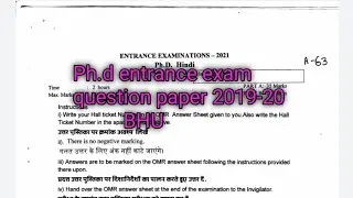 BHU Ph.d entrance exam question paper 2019-20