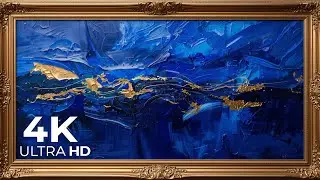 Royal Blue & Gold Abstract Art | 4K Relaxing TV Wallpaper