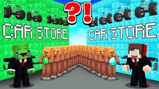 Mikey EMERALD vs JJ DIAMOND Car Store Survival Battle in Minecraft (Maizen)