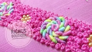 Diamond shape HandEmbroided Neck Design || Hand Embroidery designs