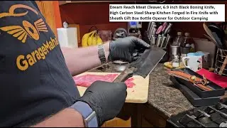 Dream Reach Meat Cleaver, 6.9 inch Black Boning Knife, High Carbon Steel Sharp Forged In Fire