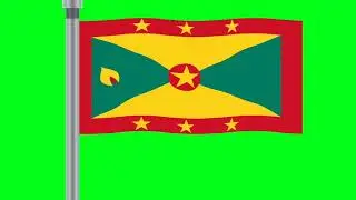 Green Screen Grenada Flag | Grenada National Flag | Green Screen Grenada Animation Flag | 2D Flag