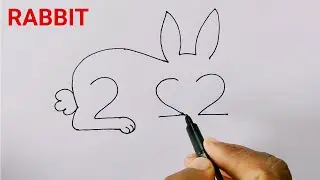 How To Draw Rabbit From 222 Number | Rabbit Drawing Step By Step | How To Draw Rabbit Easy