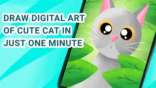 drawing digital art of cute cat in one minute autodesk sketchbook tutorial digital art for beginners