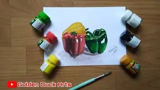 Realistic Capsicum Drawing by Poster Colour