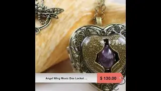 Angel Wing Music Box Locket with Amethyst.