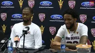 ASU basketball forwards Devan Cambridge and Warren Washington following 67-59 win over Utah