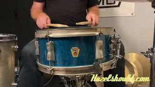 Vintage Ludwig Transition Badge Porto Pak Snare Drum 13&rdquo; in Aqua Sparkle