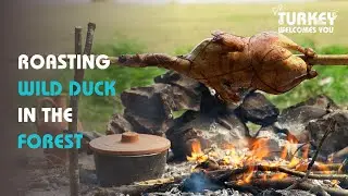 Roasting a Whole Duck on Campfire | Turkish Cooking ASMR | Kitchen in the Forest