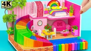 How to Make Beautiful Rainbow Water Slide Dollhouse from Cardboard for Two ❤️ DIY Miniature House
