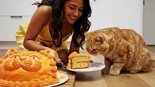 Cat Shocked by Realistic Cat Cake! 😂 | Hyper Realistic Cake Cutting Reaction