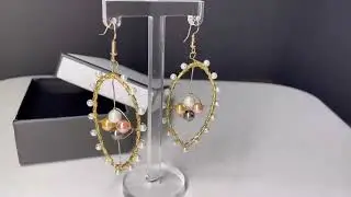 Cercei dama, Cupru/Perle, Model picatura, Multicolor