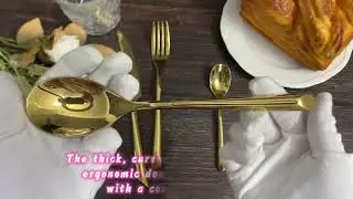 Luxury mirror gold thicken stainless steel cutlery set#wedding #foryou #event #restaurant #party