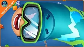 WormsZone io 🐍 GIANT Worm Top 1 Server  Insane Food Feast Gameplay