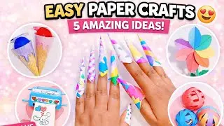 5 Easy Paper Crafts for Kids & Beginners 😍 | No Glue Paper Craft