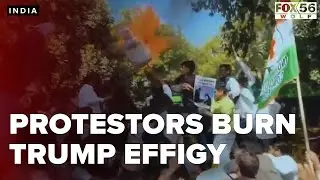 Protesters in India burn effigy of Donald Trump