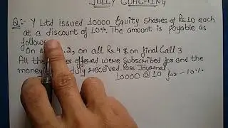 #4 Issue Of Shares At DISCOUNT with Solved Numerical Example in Hindi by JOLLY Coaching