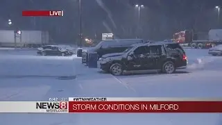 Snow covered roads make for slippery conditions