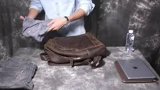 Genuine Leather Laptop Backpack 15.6 Inches Handmade Vintage Rucksack -- Woosir
