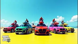 GTA V Supercars Beach Stunt Challenge! 🚗💨 Jet Skis on SUVs?!