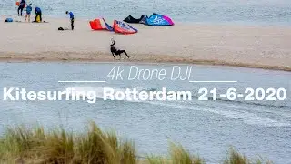 kiteboarding / kitesurfing Rotterdam Netherlands - Slufter Strand - Drone DJI 4K