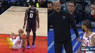 Jalen Duren drops the ball on Nick Richards head then Bickerstaff has words for Nick 😳
