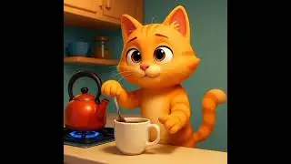 Cat Making Chai Gone Wrong 😹 Funny Coffee Spill | Cute Cat Short 2025#mastimeow #kidsentertainment