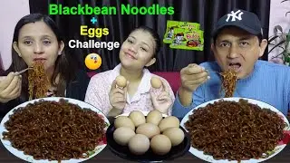 BLACKBEAN NOODLES +EGGS EATING CHALLENGE @StutiPoudel
