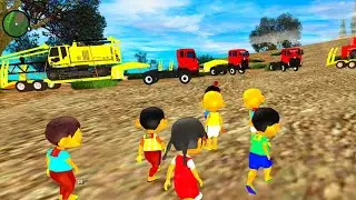 Upin dan ipin bawa Semua Mobil Truk Tronton Alat Berat milik Jarjit di atas bukit 🤣 Dunia Oyya