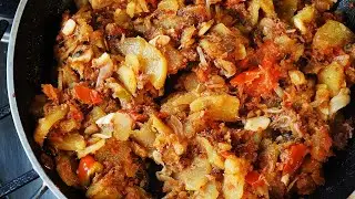 Fry Aloo With Corned Mutton | CaribbeanPot.com
