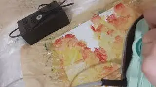 Арт. Я рисую красный огонь горячим воском и утюгом. Энкаустика. Обзор Poly