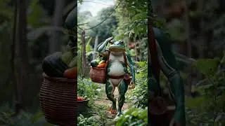 Frog&rsquo;s Garden Journey: A Peaceful Harvest Walk 🐸🌿🧺 #ai #cute #frog