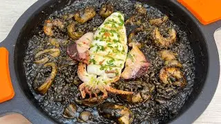 😀 ARROZ NEGRO A LA MARINERA, CON CHIPIRONES Y GAMBONES 🐙🦐 😍, &iexcl;&iexcl;receta para triunfar!!