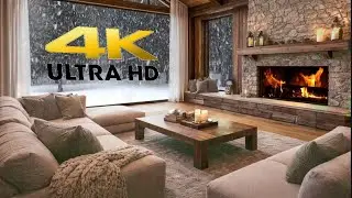Ultimate Winter Retreat | Warm Fireplace Sounds & Snowy Window View (4K Ultra HD)