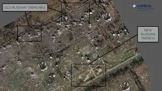 Satellite Photos of Krynky -- Russia Building Defensive Fortifications and Signs of Heavy Shelling