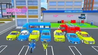 All Blue & Yellow Cars Collection at Repair Shop 💙💛🚗 | Sakura School Simulator | School