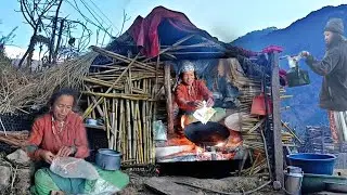 Kitchen Life Style village/organic food winter season and Ralaxing moment/simple making organic food