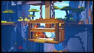 Minecraft: How to build a Hanging Cliff House - Simple Cliff House Design (tutorial)