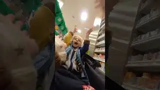 Kids are riding in Veer cruiser in grocery store. Funny kids video!