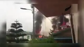 Another Video: In Chin State,Thantlang,#Myanmar military is heavy artillery shelling destroyed homes