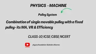 Single Movable Pulley with a Fixed Pulley - MA, VR & Efficiency _ Class 10 Physics_ICSE_CBSE_Board