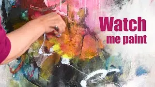Freies Malen auf grosser Fl&auml;che, spannend & expressiv mit dem Silikonpinsel, abstrakte Acrylmalerei