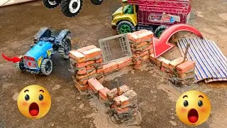 DIY Mini Tractor Builds House With Real Bricks | Science Project | RC Construction @MINQUBE