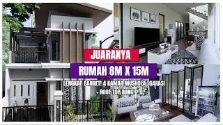 Semua juga tau rumah ini yang jadi juaranya - desain rumah 8x15 terlengkap pakai rooftop dan mushola