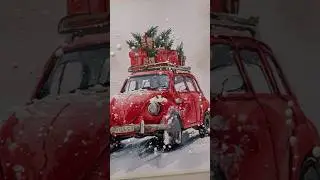 Watercolor Christmas Car Painting Tutorial | Full Step by Step