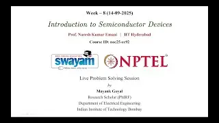 Introduction to Semiconductor Devices Week 8 Live Problem Solving Session (14/09/2025)