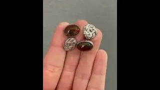 Antique Silver Snake Scottish Moss Agate Cufflinks