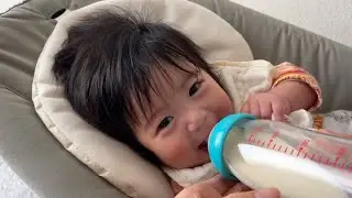 Maori is in a good mood drinking delicious milk.  #69 #授乳 #child #子育て #baby #fun