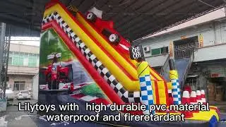 Latest 2023 Inflatable cartoon car slide amusement park for kids indoor and outdoor